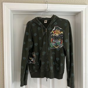 Women’s Ed Hardy Vintage zip up hoodie.